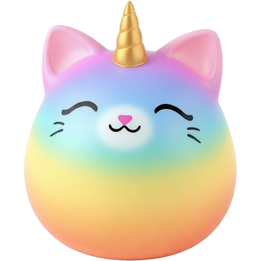 Rainbow unicorn cat squishy plush
